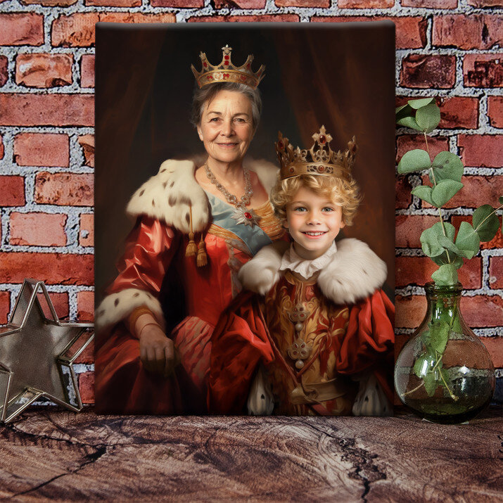 Królowa babcia z wnukiem - Królewski portret