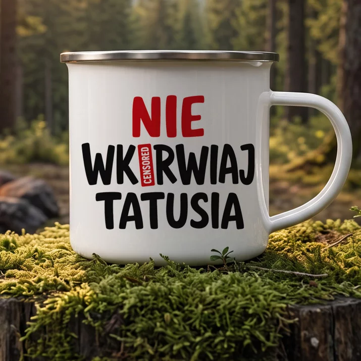 Kubek Emaliowany Dla Taty Prezent Na Dzień Ojca Dla Mężczyzny: Ostrzeżenie Od Tatusia Kubek Emaliowany Dla Taty Prezent Na Dzień Ojca Dla Mężczyzny: Ostrzeżenie Od Tatusia