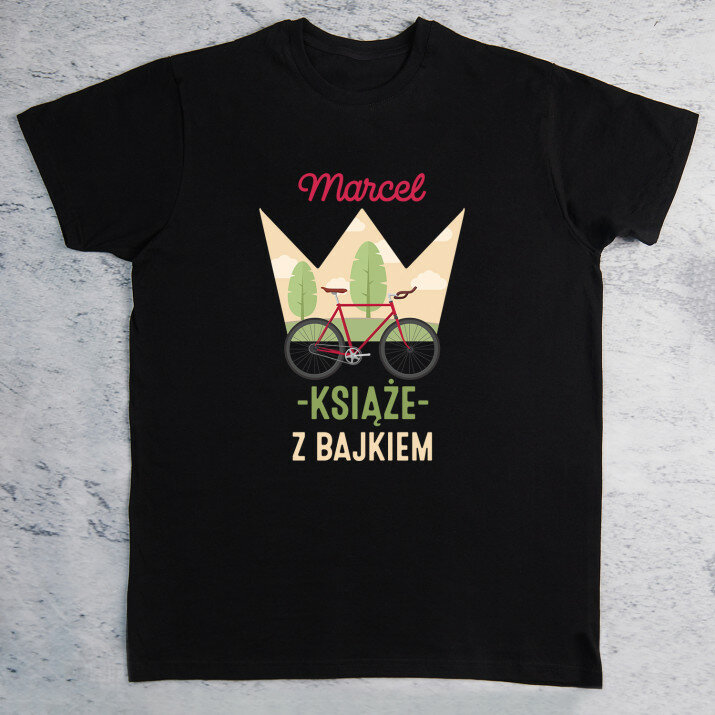 Książe z bajkiem - Czarna koszulka męska
