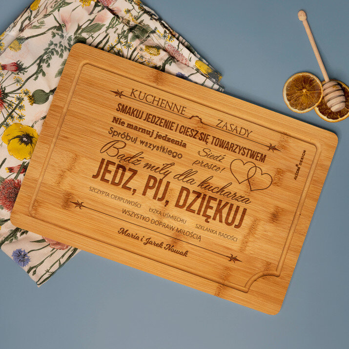Kuchenne Zasady - deska do krojenia z grawerem
