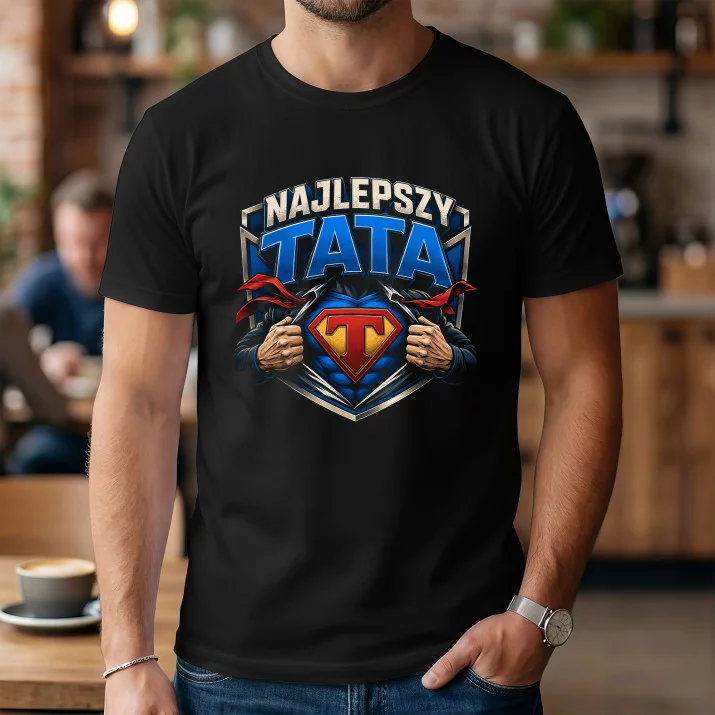 Koszulka Męska Na Dzień Taty Prezent Dla Taty Mężczyzny: Tata Superhero