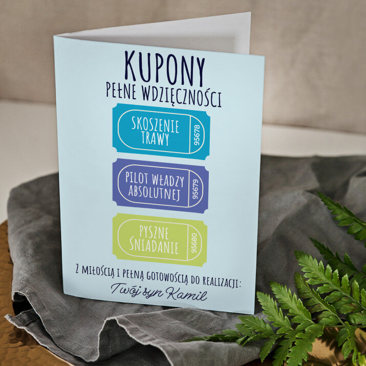 Kupony dla taty - kartka z życzeniami