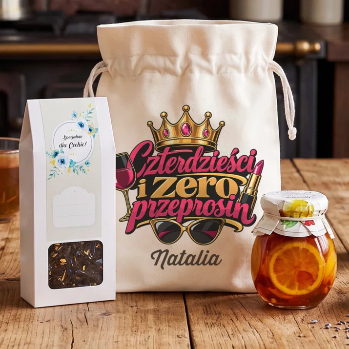 Zestaw Prezentowy z Herbatą Dla 40 Latki Prezent Na 40 Urodziny Dla Kobiety: Czterdzieści I Zero Zestaw Prezentowy z Herbatą Dla 40 Latki Prezent Na 40 Urodziny Dla Kobiety: Czterdzieści I Zero