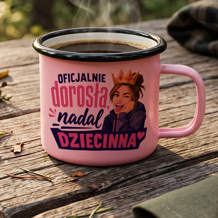Kubek Emaliowany Dla 21 Latki Prezent Na 20 Urodziny Dla Kobiety: Dorosła Z Humorem Kubek Emaliowany Dla 21 Latki Prezent Na 20 Urodziny Dla Kobiety: Dorosła Z Humorem