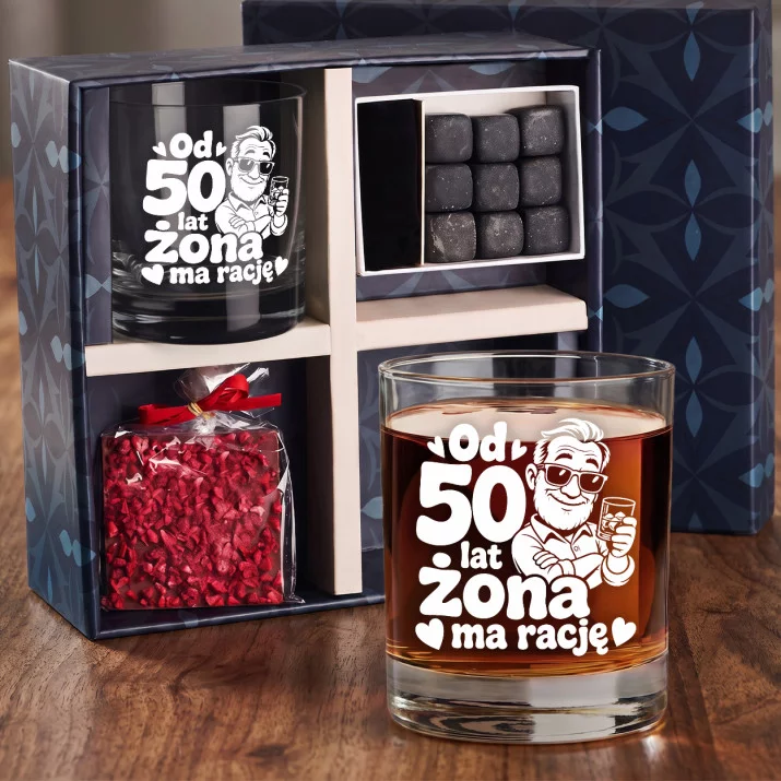 Zestaw Prezentowy Whisky Na 50 Lecie Ślubu Dla Mężczyzny: Od 50 Lat Żona Ma