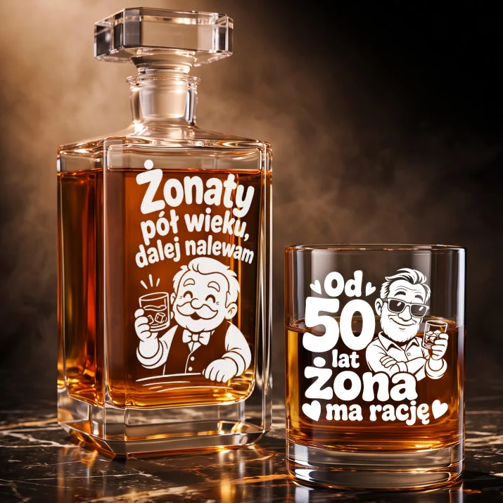 Zestaw Do Whisky Na 50 Lecie Ślubu Prezent Dla Mężczyzny: Żonaty Pół Wieku, Zestaw Do Whisky Na 50 Lecie Ślubu Prezent Dla Mężczyzny: Żonaty Pół Wieku,