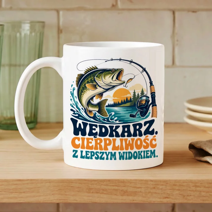 Kubek Z Nadrukiem Dla Wędkarza Prezent Dla Mężczyzny: Z Lepszym Widokiem Kubek Z Nadrukiem Dla Wędkarza Prezent Dla Mężczyzny: Z Lepszym Widokiem