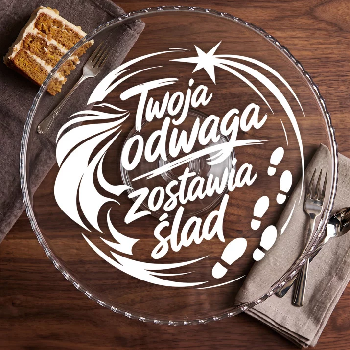 Patera Na Ciasto Na Zakończenie Studiów Prezent Dla Magistra Kobiety: Czuła Odwaga Patera Na Ciasto Na Zakończenie Studiów Prezent Dla Magistra Kobiety: Czuła Odwaga
