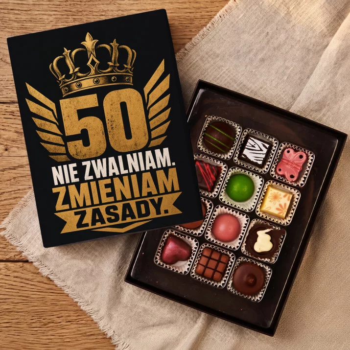 Czekoladki Na 50 Urodziny Prezent Dla Mężczyzny: 50 Nie Zwalniam –