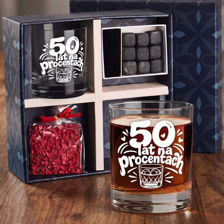 Zestaw Prezentowy Whisky Na 50 Urodziny Dla Kobiety: 50 Lat Na Procentach