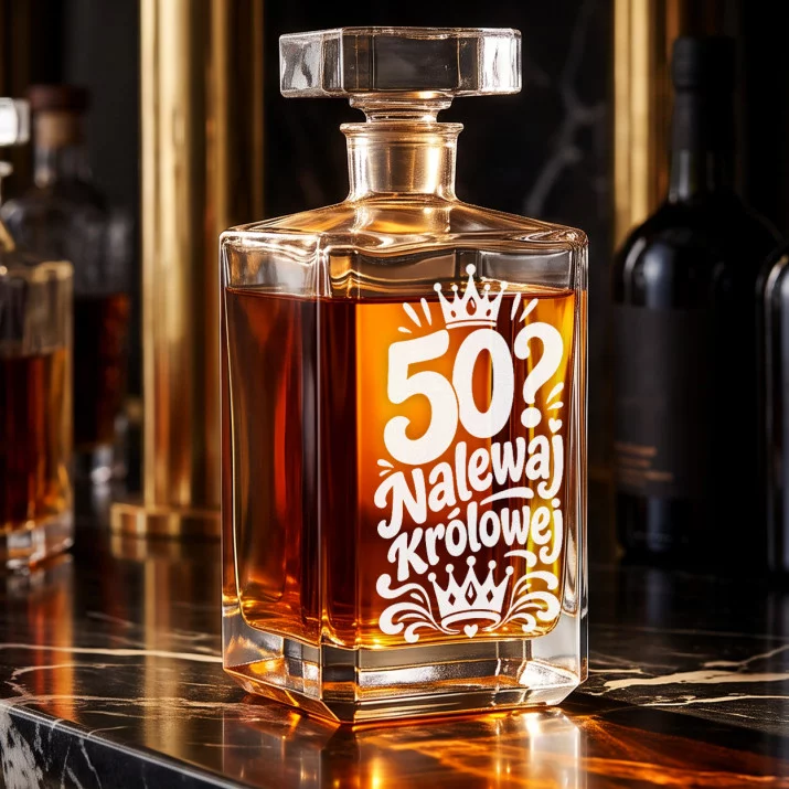 Karafka Do Whisky z Grawerem Na 50 Urodziny Prezent: 50? Nalewaj Królowej Karafka Do Whisky z Grawerem Na 50 Urodziny Prezent: 50? Nalewaj Królowej