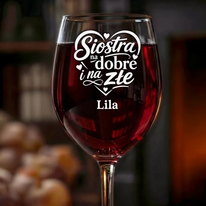 Kieliszek Do Wina z Grawerem Dla Siostry Prezent Dla Kobiety: Siostra Na Dobre I Na Złe