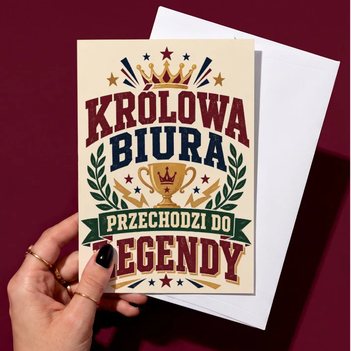 Kartka z Życzeniami Na Odejście Z Pracy Dla Kobiety: Królowa Biura Kartka z Życzeniami Na Odejście Z Pracy Dla Kobiety: Królowa Biura