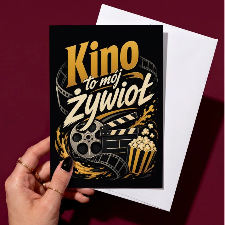 Kartka z Życzeniami Dla Kinomaniaka Dla Mężczyzny: Kinowy Szyk Kartka z Życzeniami Dla Kinomaniaka Dla Mężczyzny: Kinowy Szyk