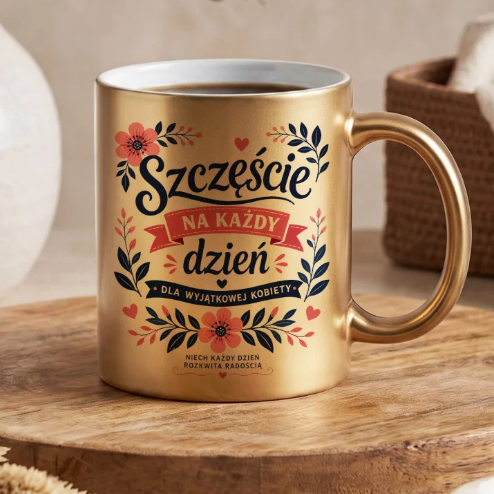 Złoty Kubek Na Szczęście Prezent Dla Kobiety: Szczęśliwy Dzień Dla Niej Złoty Kubek Na Szczęście Prezent Dla Kobiety: Szczęśliwy Dzień Dla Niej