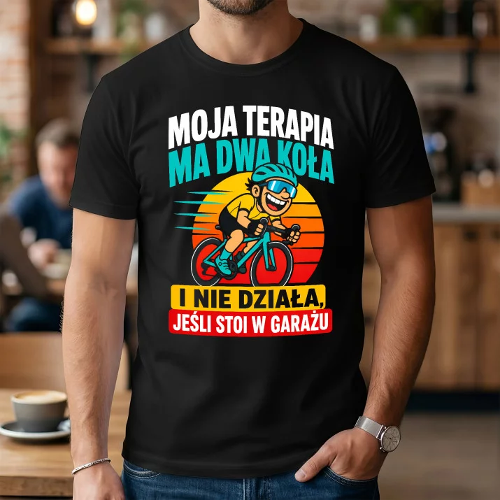 Koszulka Męska Dla Rowerzysty Prezent Dla Mężczyzny: Moja Terapia Ma Dwa