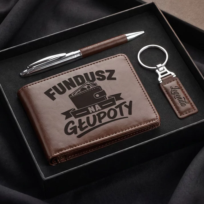 Zestaw Prezentowy Z Portfelem Dla Przyjaciela Prezent Dla Mężczyzny: Fundusz Na Głupoty Zestaw Prezentowy Z Portfelem Dla Przyjaciela Prezent Dla Mężczyzny: Fundusz Na Głupoty