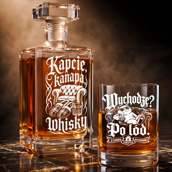 Zestaw Do Whisky Dla Domatora Prezent Dla Mężczyzny: Kapcie, Kanapa, Whisky