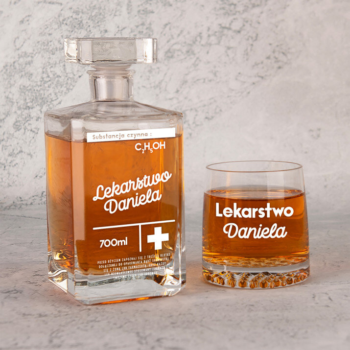  lekarstwo - Zestaw Grawerowana Karafka 0,7 i Szklanki Do Whisky