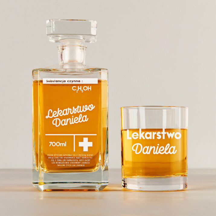 lekarstwo - Zestaw Grawerowana Karafka 0,7 i Szklanki Do Whisky lekarstwo - Zestaw Grawerowana Karafka 0,7 i Szklanki Do Whisky