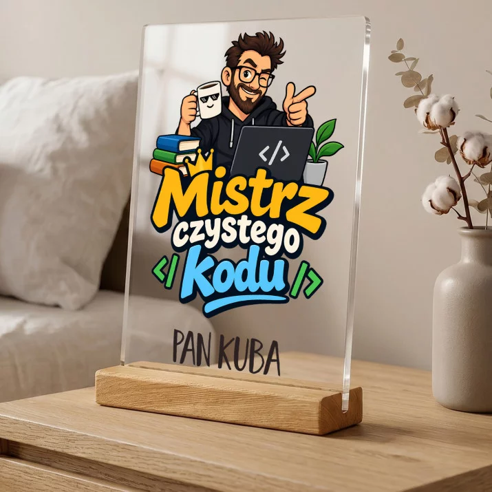 Druk Na Szkle Dla Nauczyciela Informatyki Prezent Na Dzień Nauczyciela Dla Mężczyzny: Mistrz Czystego Kodu Druk Na Szkle Dla Nauczyciela Informatyki Prezent Na Dzień Nauczyciela Dla Mężczyzny: Mistrz Czystego Kodu