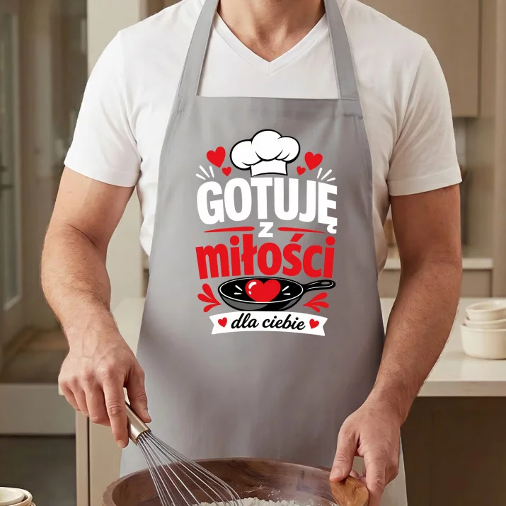 Fartuch Na Rocznicę Związku Prezent Na Walentynki Dla Mężczyzny: Gotuję Z Miłości