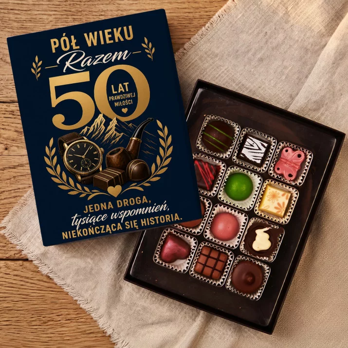Czekoladki Na 50 Rocznicę Ślubu Prezent Dla Mężczyzny: Pół Wieku Razem Czekoladki Na 50 Rocznicę Ślubu Prezent Dla Mężczyzny: Pół Wieku Razem