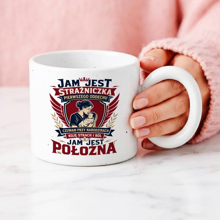 Kubek Z Okrągłym Uchem Dla Położnej Prezent Dla Kobiety: Strażniczka Oddechu Kubek Z Okrągłym Uchem Dla Położnej Prezent Dla Kobiety: Strażniczka Oddechu