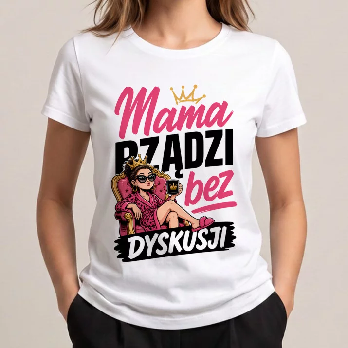 Koszulka Damska Biała Dla Noworodka I Mamy Prezent Na Dzień Mamy Dla Kobiety: Królowa Chaosu