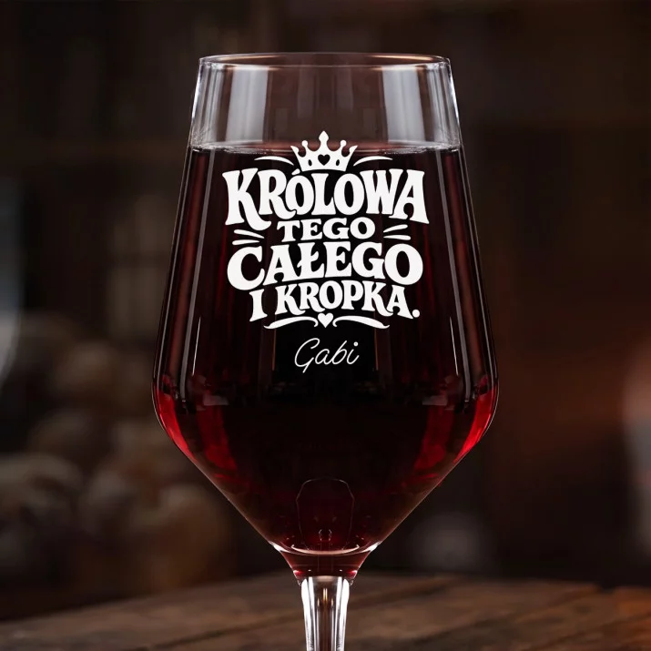 Mega Kieliszek Do Wina z Grawerem Na Dzień Matki Prezent Dla Mamy Kobiety: Królowa Tego Całego Mega Kieliszek Do Wina z Grawerem Na Dzień Matki Prezent Dla Mamy Kobiety: Królowa Tego Całego