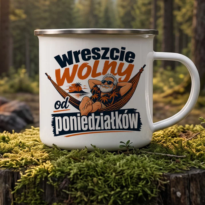 Kubek Emaliowany Na Emeryturę Prezent Dla Emeryta Mężczyzny: Nowe Horyzonty Kubek Emaliowany Na Emeryturę Prezent Dla Emeryta Mężczyzny: Nowe Horyzonty