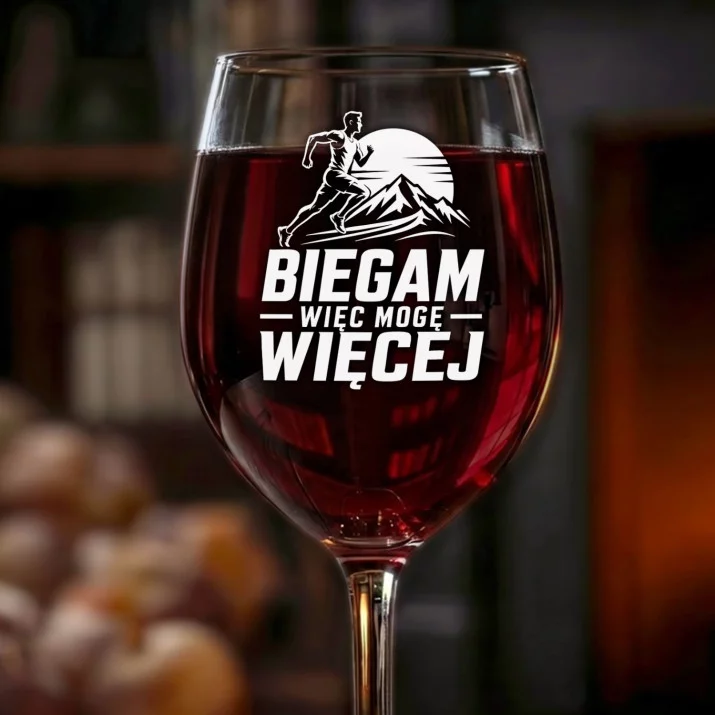 Kieliszek Do Wina Dla Biegacza Prezent Dla Mężczyzny: Biegam Więc Więcej