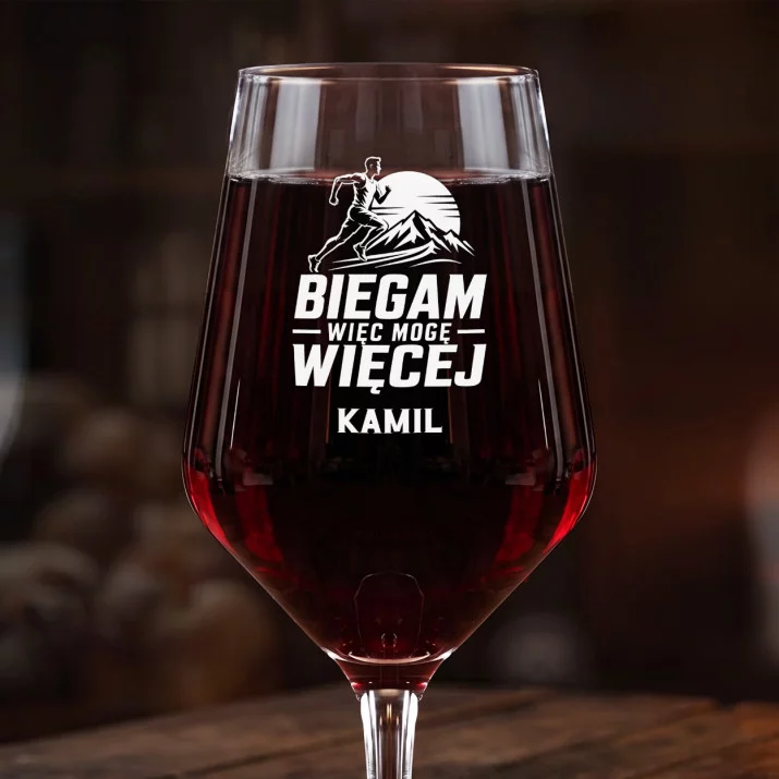 Mega Kieliszek Do Wina z Grawerem Dla Biegacza Prezent Dla Mężczyzny: Biegam Więc Więcej Mega Kieliszek Do Wina z Grawerem Dla Biegacza Prezent Dla Mężczyzny: Biegam Więc Więcej