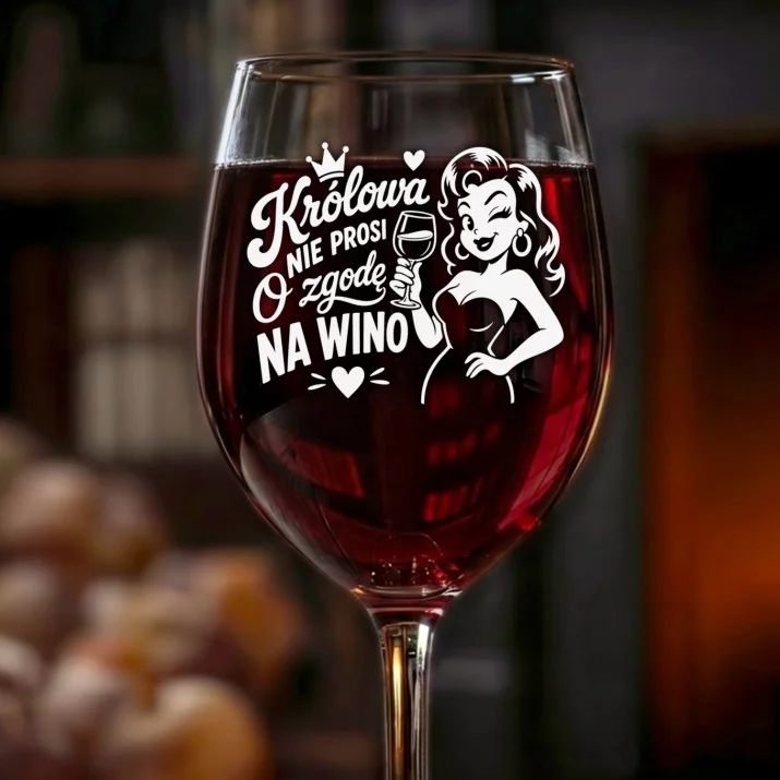 Kieliszek Do Wina Dla Dziewczyny Prezent Na Dzień Dziewczyny Dla Kobiety: Królowa Nie Prosi