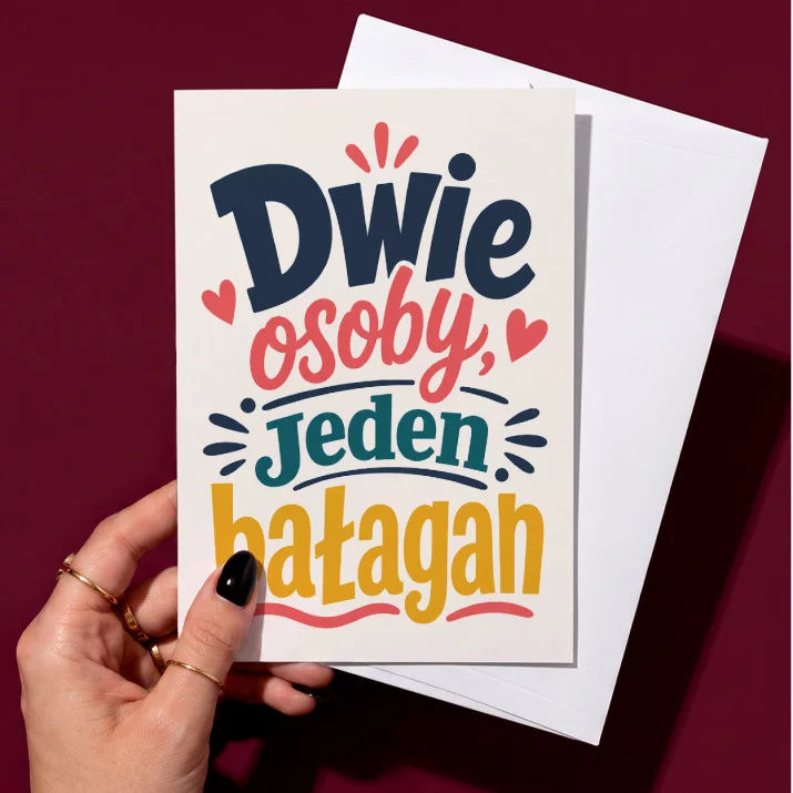 Kartka z Życzeniami Dla Dwojga Dla Pary: Typograficzna Para Kartka z Życzeniami Dla Dwojga Dla Pary: Typograficzna Para