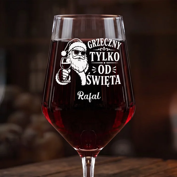 Mega Kieliszek Do Wina z Grawerem Na Mikołajki Prezent Dla Mężczyzny: Grzeczny Tylko Od Święta Mega Kieliszek Do Wina z Grawerem Na Mikołajki Prezent Dla Mężczyzny: Grzeczny Tylko Od Święta