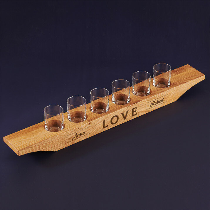 Love - Deska do shotów z kieliszkami