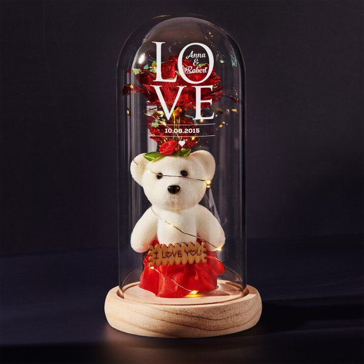 Love - Wieczna róża z misiem