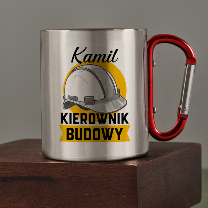 Łowca grzybów - Kubek metalowy z karabińczykiem