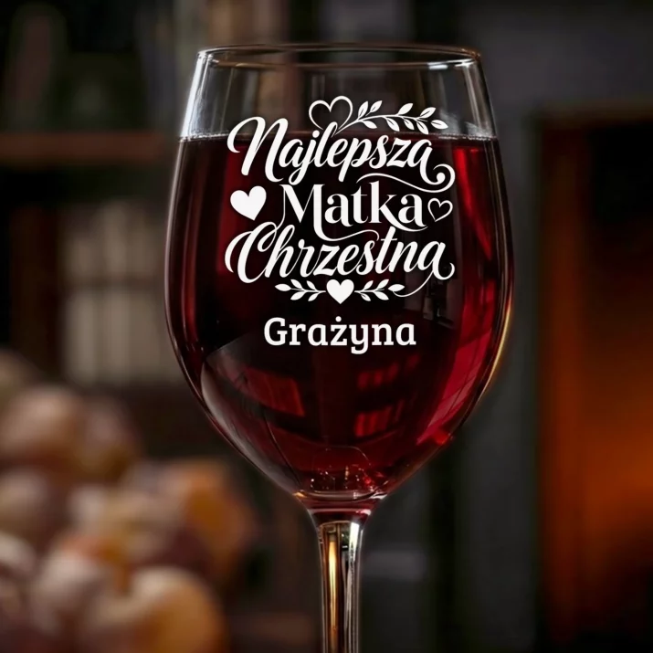 Kieliszek Do Wina z Grawerem Dla Matki Chrzestnej Prezent Dla Kobiety: Najlepsza Matka Chrzestna