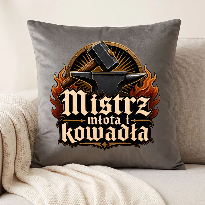 Poduszka Dekoracyjna Na Urodziny Prezent Dla Mężczyzny: Mistrz Młota I Kowadła Poduszka Dekoracyjna Na Urodziny Prezent Dla Mężczyzny: Mistrz Młota I Kowadła