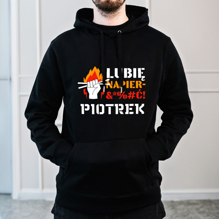 Lubię napier - Bluza męska czarna z kapturem
