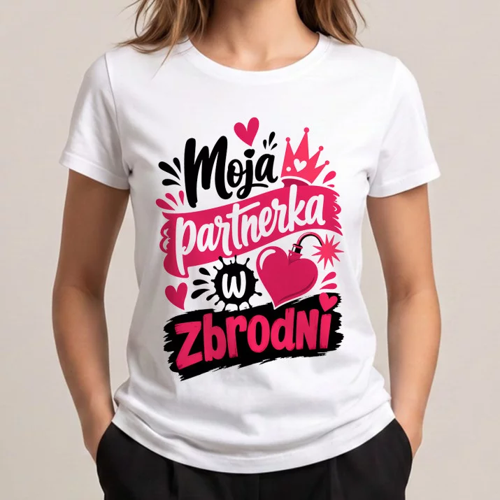 Koszulka Damska Biała Dla Najlepszej Przyjaciółki Prezent Dla Kobiety: Współwinne Przyjaciółki