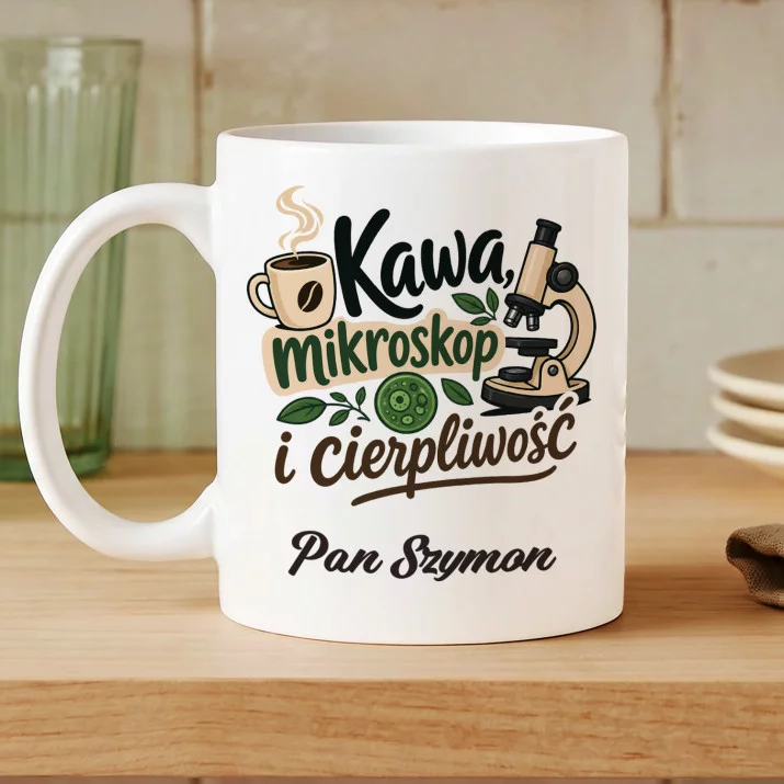 Kubek Personalizowany Dla Nauczyciela Biologii Prezent Na Dzień Nauczyciela Dla Mężczyzny: Kawa, Mikroskop I Kubek Personalizowany Dla Nauczyciela Biologii Prezent Na Dzień Nauczyciela Dla Mężczyzny: Kawa, Mikroskop I
