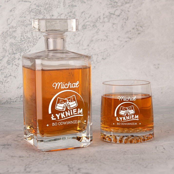  łykniem bo odwykniem - Zestaw Grawerowana Karafka 0,7 i Szklanki Do Whisky