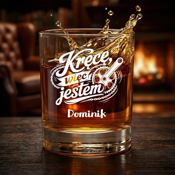 Szklanki Do Whisky z Grawerem Dla Kolarza Prezent Dla Mężczyzny: Kręcę, Więc Jestem Szklanki Do Whisky z Grawerem Dla Kolarza Prezent Dla Mężczyzny: Kręcę, Więc Jestem