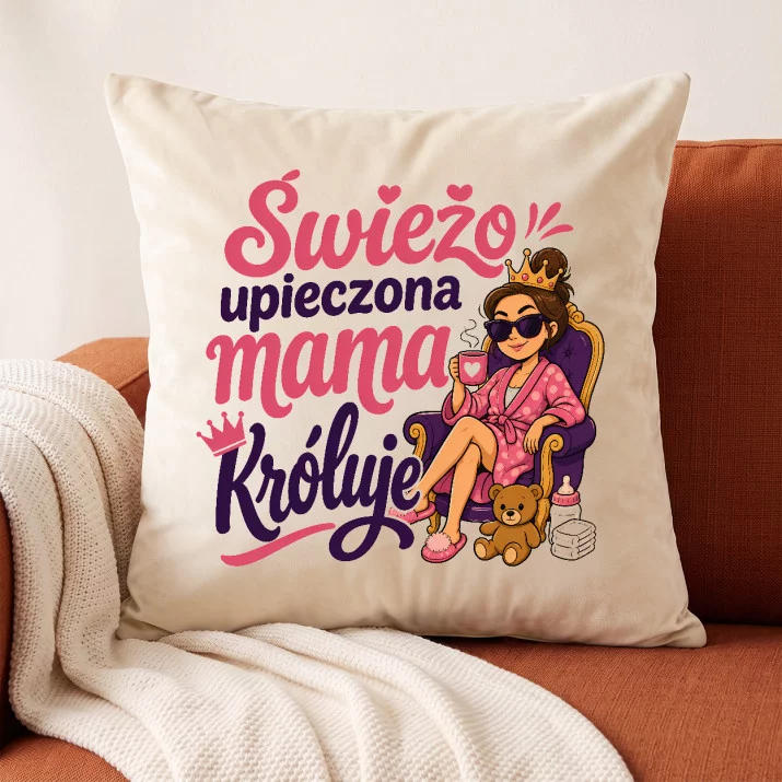 Poduszka Dekoracyjna Na Pępkowe Prezent Dla Kobiety: Królewska Mama Poduszka Dekoracyjna Na Pępkowe Prezent Dla Kobiety: Królewska Mama