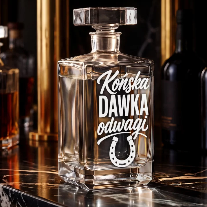 Karafka Do Wódki z Grawerem Dla Koniarza Prezent: Końska Dawka Odwagi