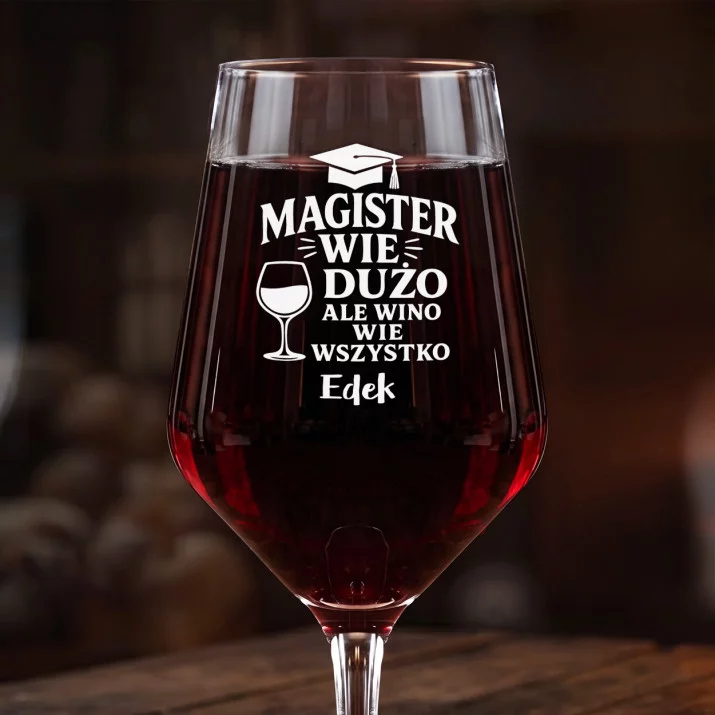 Mega Kieliszek Do Wina z Grawerem Dla Magistra Prezent Dla Mężczyzny: Magister I Wino
