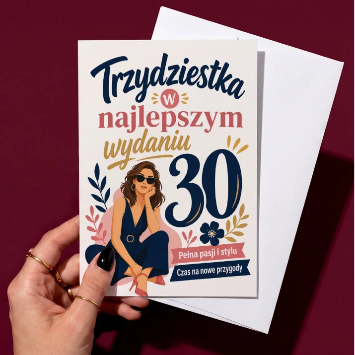 Kartka z Życzeniami Dla 30 Latki Na 30 Urodziny Dla Kobiety: Stylowa Trzydziestka Kartka z Życzeniami Dla 30 Latki Na 30 Urodziny Dla Kobiety: Stylowa Trzydziestka